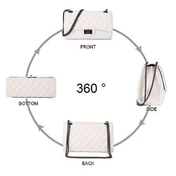 Gladdon Quilted Crossbody Purse for Women Trendy Ladies Shoulder Bag with Chain Designer Purses White II