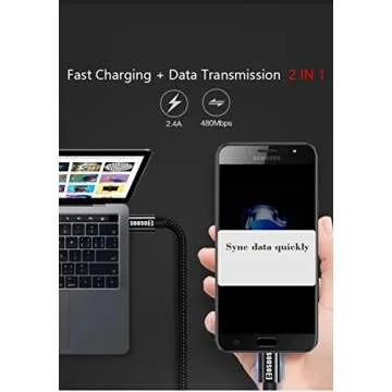 COSOOS 4 Short USB Micro Cables(9in/23cm) Nylon Braided Charge & Sync Power Cord for Samsung Galaxy S7 Edge/ S6/ S5/ S4, Note 5/4/ 3, USB Charging Station, MP3, headlamp, Android Device