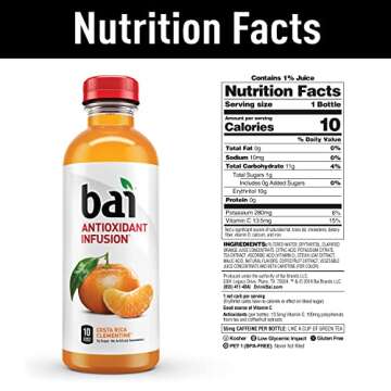 Bai Flavored Water, Safari Variety Pack, Antioxidant Infused Drinks, 3 Each of Brasilia Blueberry, Costa Rica Clementine, Malawi Mango, Zambia Bing Cherry,18 Fl Oz Bottles (Pack of 12)(Package may vary)