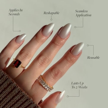 Glamnetic Press On Nails Hailey | Glossy Short Almond | 30 Nails