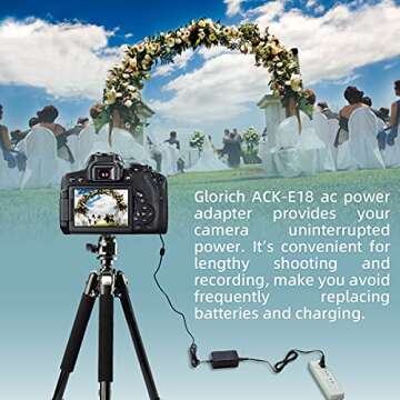 Glorich DR-E18 DC Coupler Dummy Battery ACK-E18 AC Power Supply Adapter Kit for Canon EOS Rebel SL2 ...