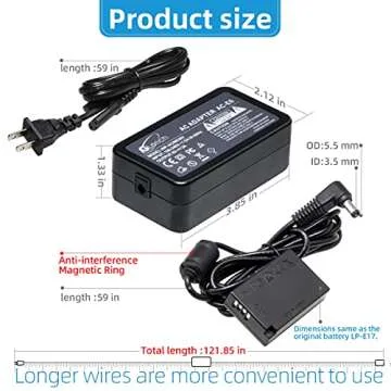 Glorich DR-E18 DC Coupler Dummy Battery ACK-E18 AC Power Supply Adapter Kit for Canon EOS Rebel SL2 SL3 T6i T6s T7i T8i 77D RP R8 R10 R50 200D 750D 760D 800D 850D DSLR Cameras, with Fully-decoded chip