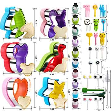 Aoerfes Sandwich Cutter and Sealer Set for Kids 41Pcs, Decruster Sandwich Maker Holiday Heart Cookie Cutters Fruit Vegetable Cutter Bento Lunch Box with Dinosaur Mikey Butterfly Shapes for Boys Girls