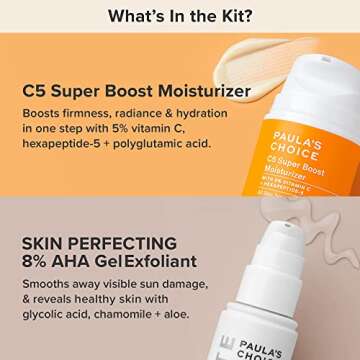 Paula's Choice 8% AHA Gel Leave-On Exfoliant with Glycolic Acid + C5 Super Boost Moisturizer with 5% Vitamin C, Duo for Sun Damage, Discoloration, Uneven Tone & Texture, Fragrance-Free & Paraben-Free