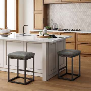 Stylish Nathan James Backless Bar Stools - Set of 2