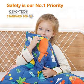 Uttermara Weighted Blanket 3 lbs, Ultra Cozy Minky Fleece and Cotton Sided with Cartoon Patterns, Reversible Heavy Blanket Great for Calming and Sleeping, 36x48 inches, Blue Dinosaur Park