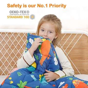 Uttermara Weighted Blanket 3 lbs, Ultra Cozy Minky Fleece and Cotton Sided with Cartoon Patterns, Reversible Heavy Blanket Great for Calming and Sleeping, 36x48 inches, Blue Dinosaur Park