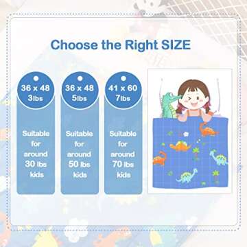 Uttermara Weighted Blanket 3 lbs, Ultra Cozy Minky Fleece and Cotton Sided with Cartoon Patterns, Reversible Heavy Blanket Great for Calming and Sleeping, 36x48 inches, Blue Dinosaur Park