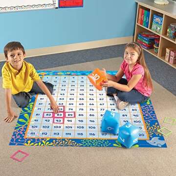 Learning Resources Make a Splash 120 Mat Floor Game, Addition/Subtraction - 136 Pieces, Ages 6+ Math...