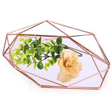Decorative Mirror Tray Jewelry Cosmetic Makeup Organizer Storage Ornate Tray Hexagonal Decorative De...