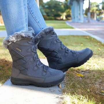 FANTURE Women's Waterproof Mid-Calf Snow Boot | Winter Thinsulate Insulation Warm Fur Lined | Anti-S...