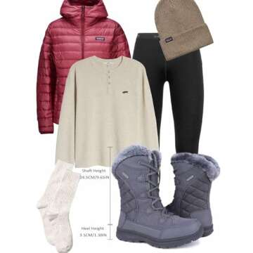 FANTURE Women's Waterproof Mid-Calf Snow Boot | Winter Thinsulate Insulation Warm Fur Lined | Anti-Slip & Lace Up Closure Cold Weather Boots U420WGLBY-Stone gray-38