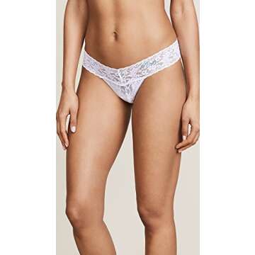 hanky panky Women's Mrs Low Rise Thong, White/Baby Blue, One Size