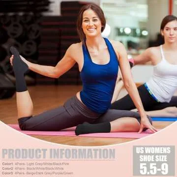 YFUNNLE Non Slip Yoga Pilates Socks - Comfort & Safety