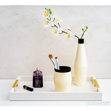 Elegant Faux Leather Decorative Tray with Gold Handles