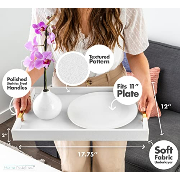 Elegant Faux Leather Decorative Tray with Gold Handles