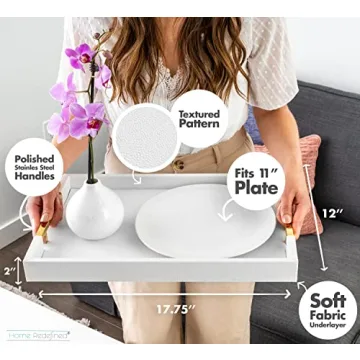 Elegant Faux Leather Decorative Tray with Gold Handles