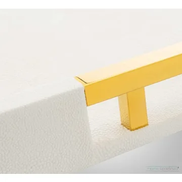 Elegant Faux Leather Decorative Tray with Gold Handles