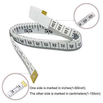 White Soft Tape Measure Double Scale Body Sewing Flexible Ruler for Weight Loss Medical Body Measure...