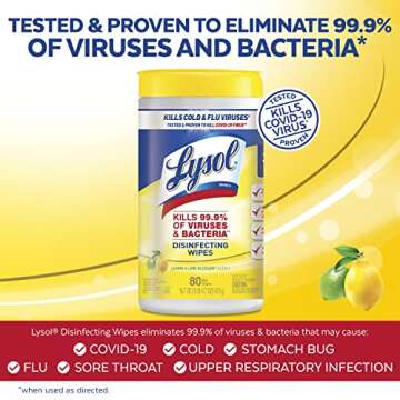 Lysol Disinfectant Wipes, Multi-Surface Antibacterial Cleaning Wipes, For Disinfecting and Cleaning, Lemon and Lime Blossom, 80 Count (Pack of 1)