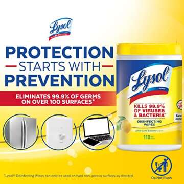 Lysol Disinfectant Wipes, Multi-Surface Antibacterial Cleaning Wipes, For Disinfecting and Cleaning, Lemon and Lime Blossom, 80 Count (Pack of 1)