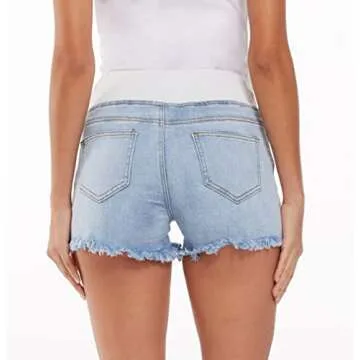 V VOCNI Maternity Denim Shorts for Moms in Style