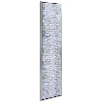Empire Art Direct Abstract Wall Art Textured Hand Painted Canvas by Martin Edwards, Champagne Silver Frame, 20" x 72", Gray Field