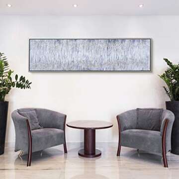 Empire Art Direct Abstract Wall Art Textured Hand Painted Canvas by Martin Edwards, Champagne Silver Frame, 20" x 72", Gray Field