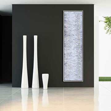 Empire Art Direct Abstract Wall Art Textured Hand Painted Canvas by Martin Edwards, Champagne Silver Frame, 20" x 72", Gray Field