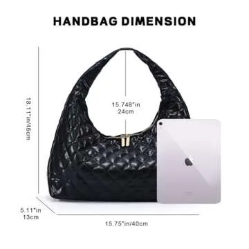 TIKONT Hobo Shoulder Bags for Women Trendy Lightweight Soft Foldable Large Leather Tote Bags with Zi...