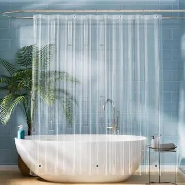 Titanker Clear Shower Curtain Liner, Plastic Shower Liner PEVA 72 x 72 Lightweight Waterproof Shower Curtains for Bathroom with Magnets and Rustproof Grommets