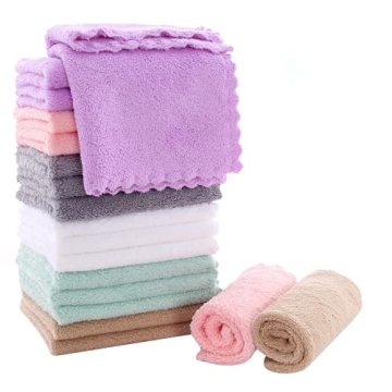 Sunny zzzZZ 18 Pack Microfiber Cleaning Cloth - Super Absorbent 10 × 10 Inch Reusable Cleaning Rags...