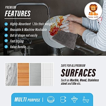 Sunny zzzZZ 18 Pack Microfiber Cleaning Cloth - Super Absorbent 10 × 10 Inch Reusable Cleaning Rags, Premium Dish Cloths, Coral Fleece Cleaning Towels, Nonstick Oil Washable Fast Drying (Multicolor)