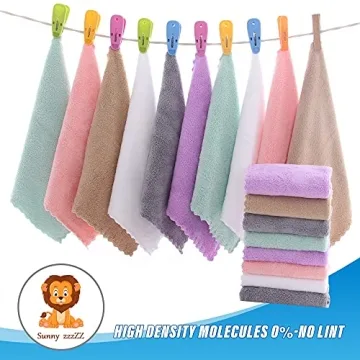 Sunny zzzZZ 18 Pack Microfiber Cleaning Cloth - Super Absorbent 10 × 10 Inch Reusable Cleaning Rags, Premium Dish Cloths, Coral Fleece Cleaning Towels, Nonstick Oil Washable Fast Drying (Multicolor)