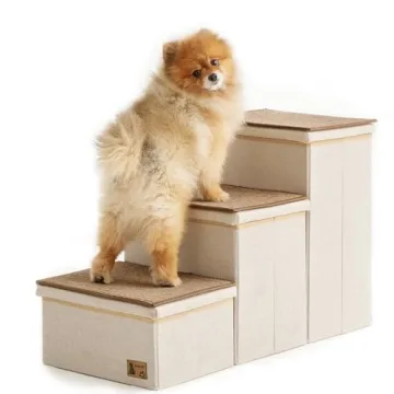 BEDELITE Dog Stairs: Foldable Pet Steps with Storage & Stability