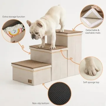 BEDELITE Dog Stairs with Storage for Pets, Foldable & Safe