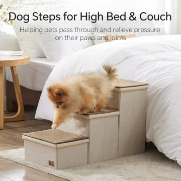 BEDELITE Dog Stairs with Storage for Pets, Foldable & Safe