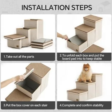 BEDELITE Dog Stairs with Storage for Pets, Foldable & Safe