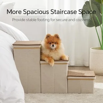 BEDELITE Dog Stairs with Storage for Pets, Foldable & Safe
