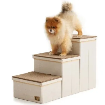 BEDELITE Dog Stairs with Storage for Pets, Foldable & Safe