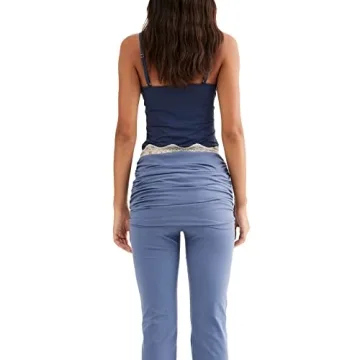 RUEWEY Women's Floral Lace Trim Crop Top Y2K Style