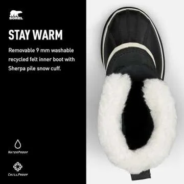 SOREL Women's Caribou Waterproof Boot - Black, Stone - 5