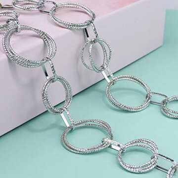 Suyi Silver O-Ring Chain Belts for Women Girls Waist Link Chain Belt for Dress 120CM Silver