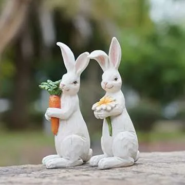 Newman House Studio Easter-Decorations Bunny-Decor Spring-Figurines Table-Centerpiece - 2PC Spring D...