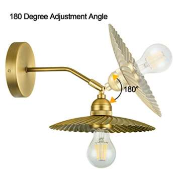 TERLEENART Metal Aged Brass Wall Sconce Set of 2 pcs with Unique Swirl Pattern,Home Decor Art Indust...