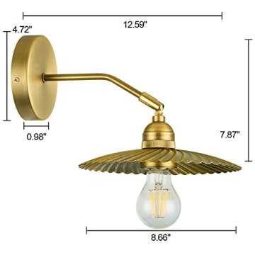 TERLEENART Metal Aged Brass Wall Sconce Set of 2 pcs with Unique Swirl Pattern,Home Decor Art Industrial Farmhouse Lighting for Gallery Wall Bathroom Vanity Living Room Hallway Bedside Reading