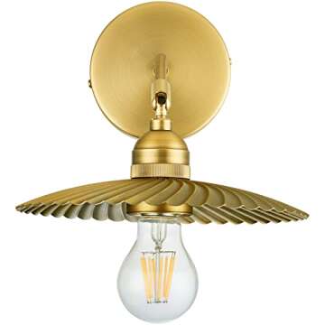 TERLEENART Metal Aged Brass Wall Sconce Set of 2 pcs with Unique Swirl Pattern,Home Decor Art Industrial Farmhouse Lighting for Gallery Wall Bathroom Vanity Living Room Hallway Bedside Reading