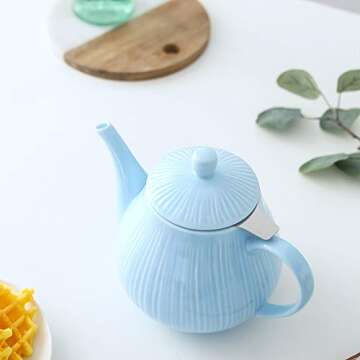 KOOV 40 oz Ceramic Teapot with Infuser for Loose Tea