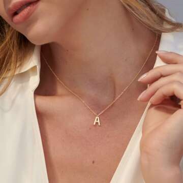 HANLI 14k Gold Plated Initial Necklace – Personalized Charm