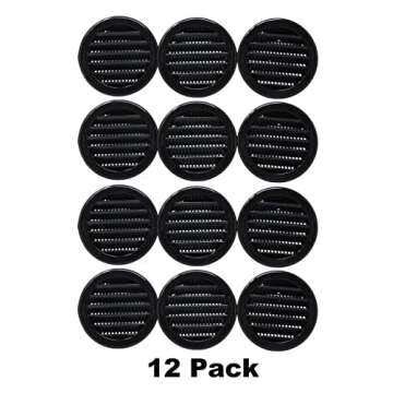 3" Round Plastic Louver Soffit Air Vent Reptile Screen Grille Cover (12, Black)